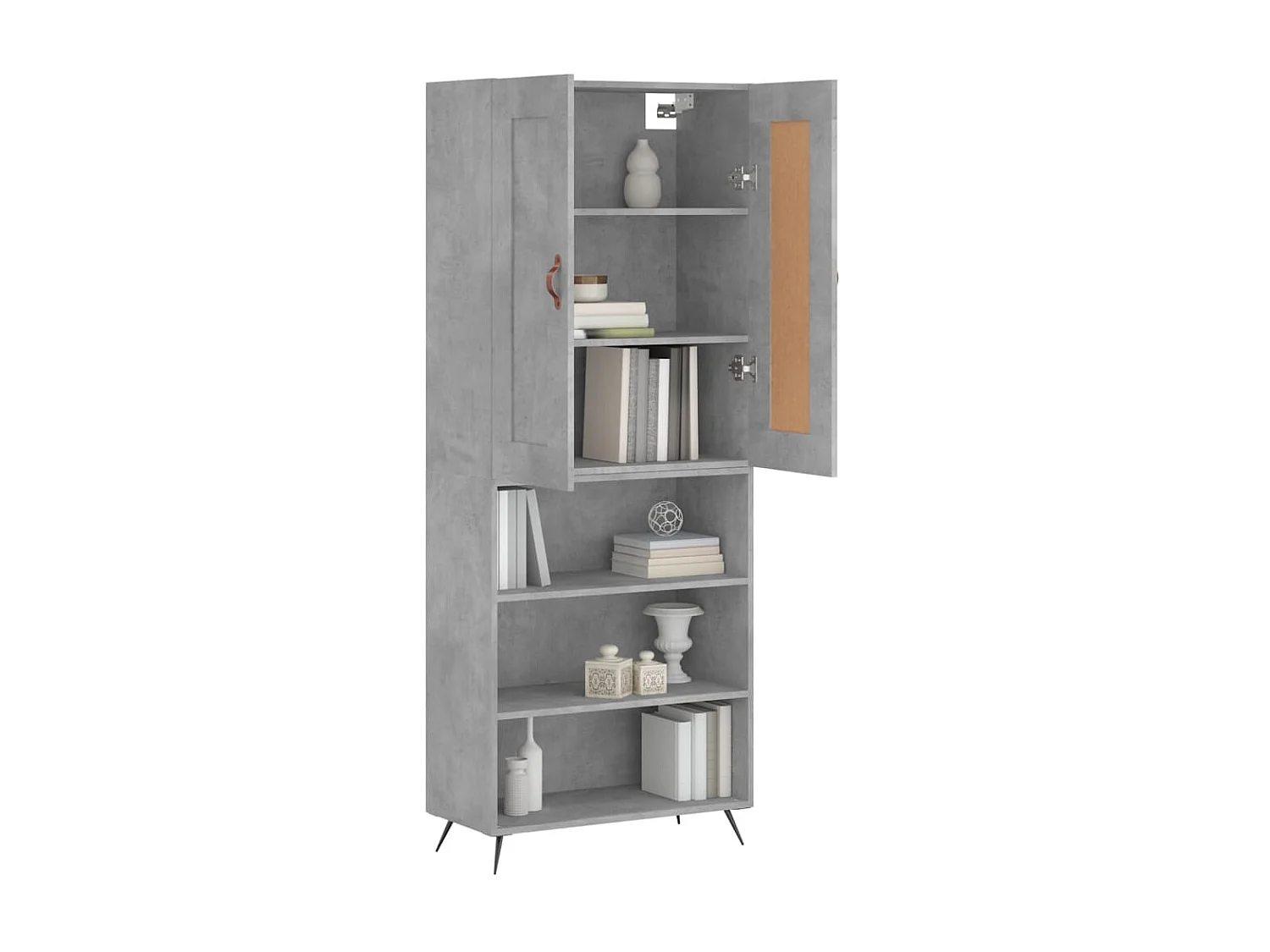Buffet haut Gris béton 69,5x34x180 cm Bois d'ingénierie QWE33953