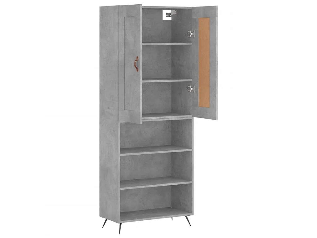 Buffet haut Gris béton 69,5x34x180 cm Bois d'ingénierie QWE33953