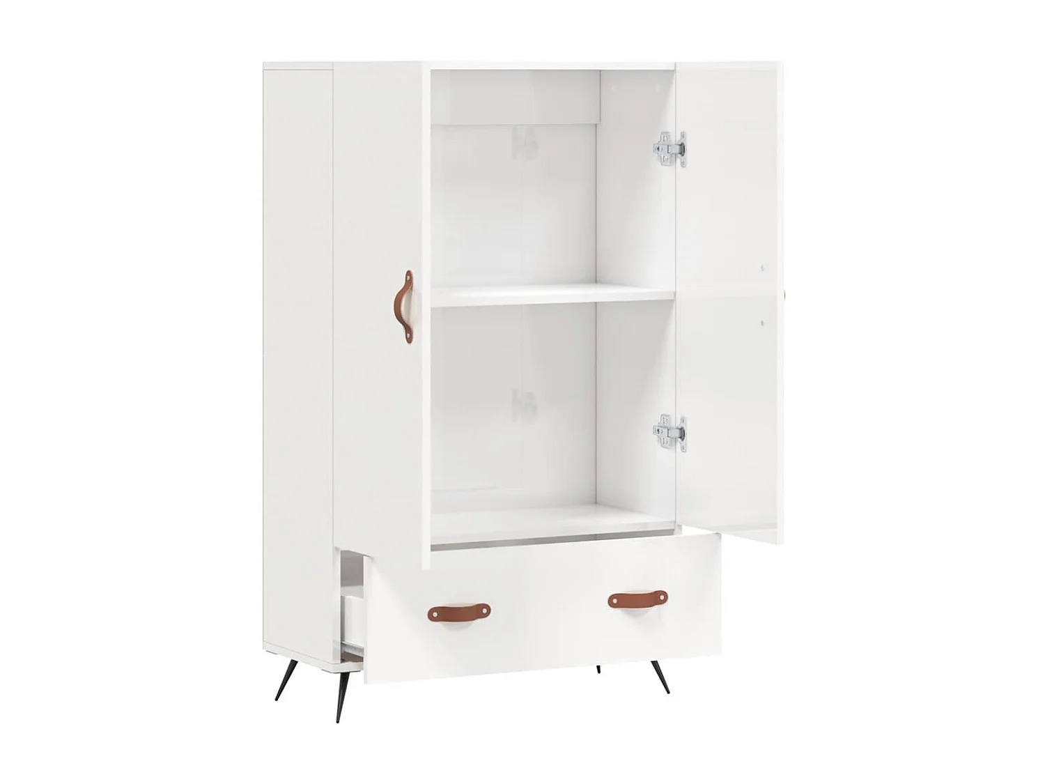 Buffet haut blanc brillant 69,5x31x115 cm bois d'ingénierie QWE28509
