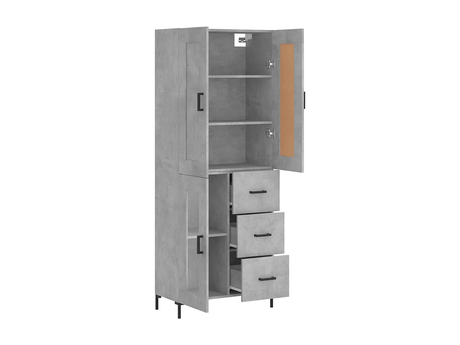 Highboard,Kommode Betongrau 69,5x34x180 cm Holzwerkstoff -gkd491571