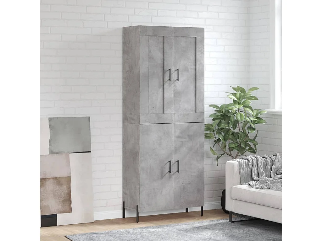 Buffet haut Gris béton 69,5x34x180 cm Bois d'ingénierie QWE97750