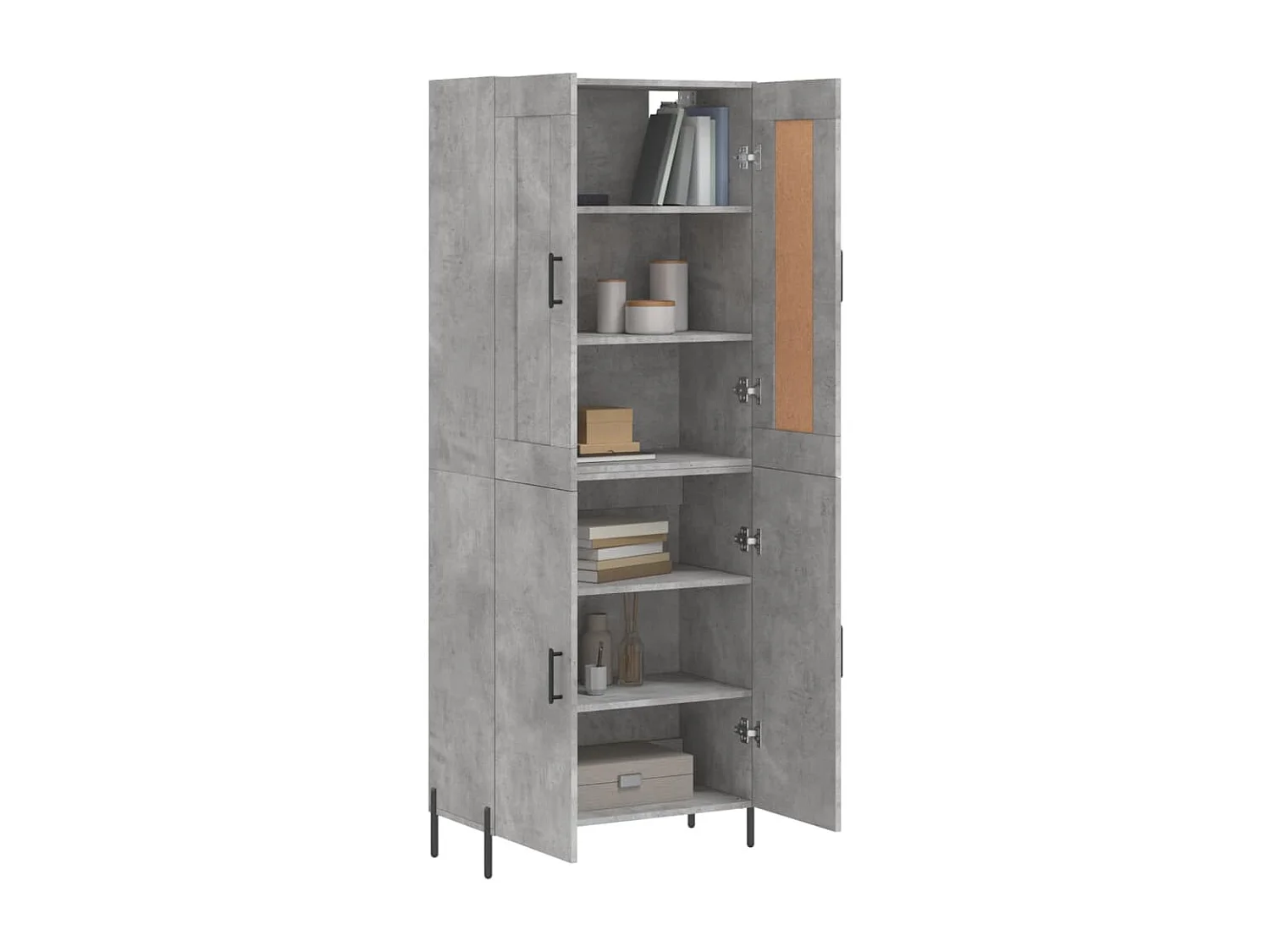 Buffet haut Gris béton 69,5x34x180 cm Bois d'ingénierie QWE97750