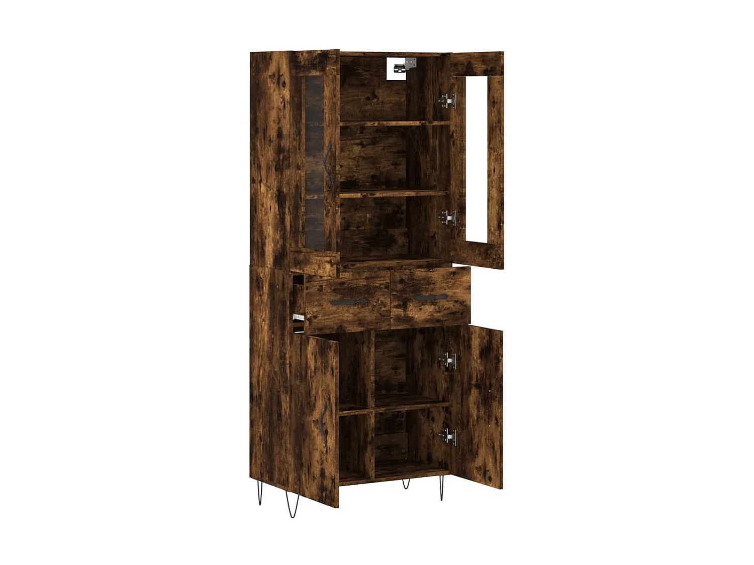 Buffet haut Chêne fumé 69,5x34x180 cm Bois d'ingénierie QWE78431