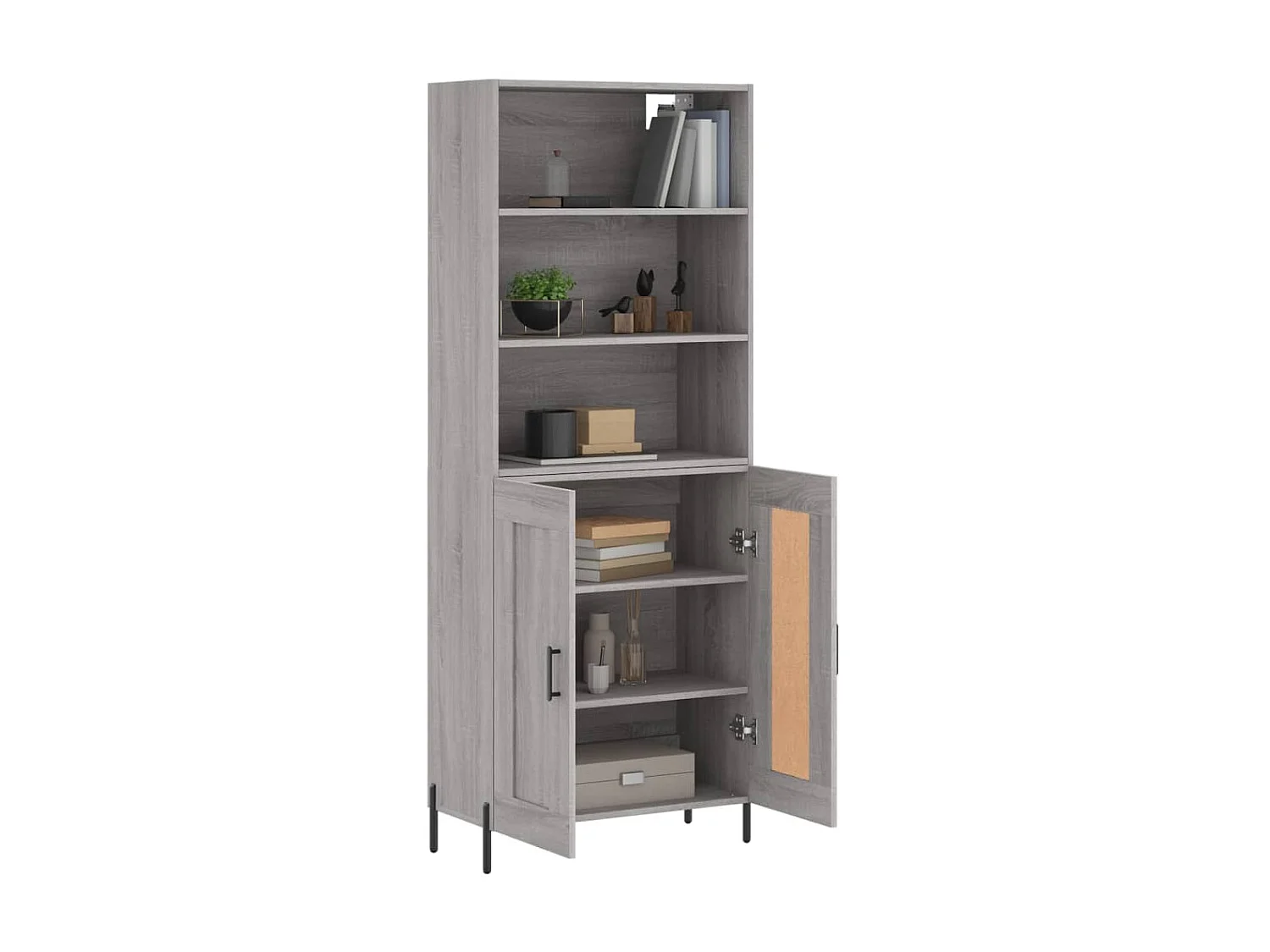 Hoge kast 69,5x34x180 cm bewerkt hout grijs sonoma eikenkleurig NL304625