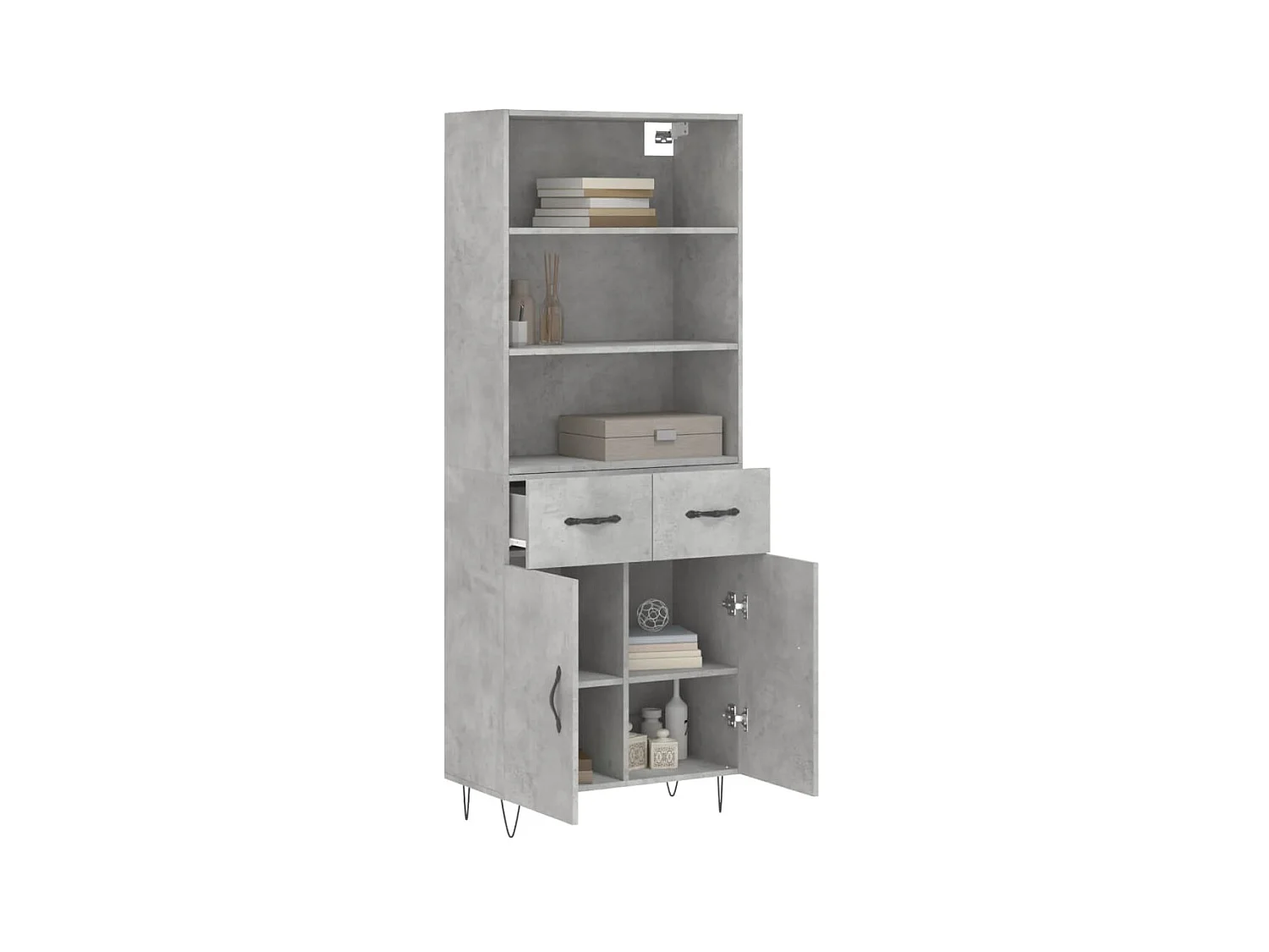 Highboard,Kommode Betongrau 69,5x34x180 cm Holzwerkstoff -gkd523034