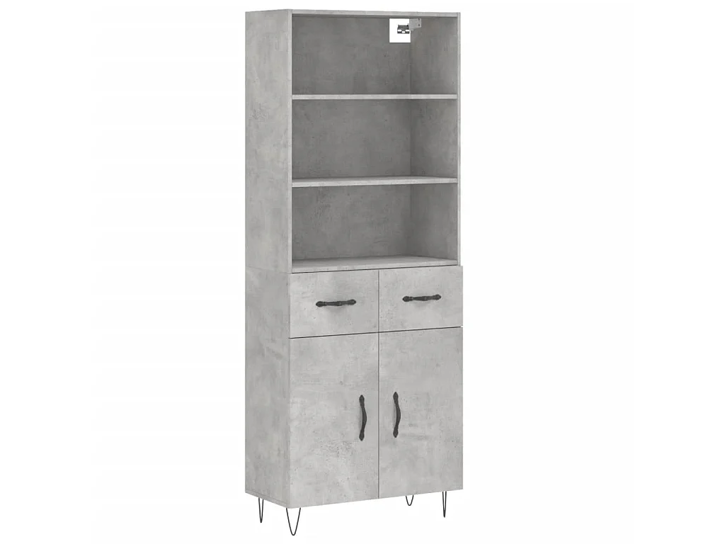 Aparador alto madera contrachapada gris hormigón 69,5x34x180 cm ES67150