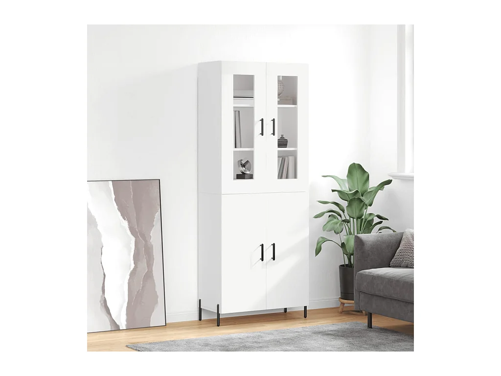 Buffet haut Blanc 69,5x34x180 cm Bois d'ingénierie QWE92774
