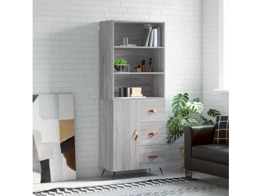 Kauf Unique Highboard,Kommode Grau Sonoma 69,5x34x180 cm Holzwerkstoff -gkd376376