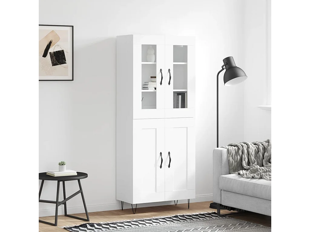 Highboard,Kommode Weiß 69,5x34x180 cm Holzwerkstoff -gkd509982