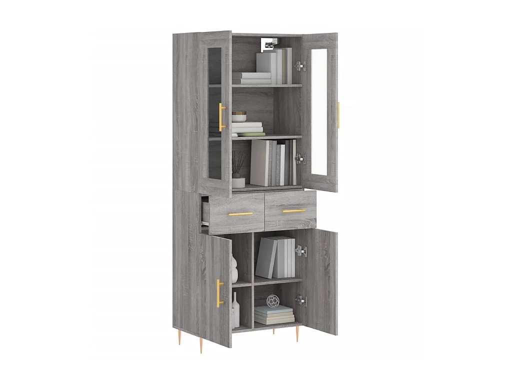 Highboard,Kommode Grau Sonoma 69,5x34x180 cm Holzwerkstoff -gkd437433