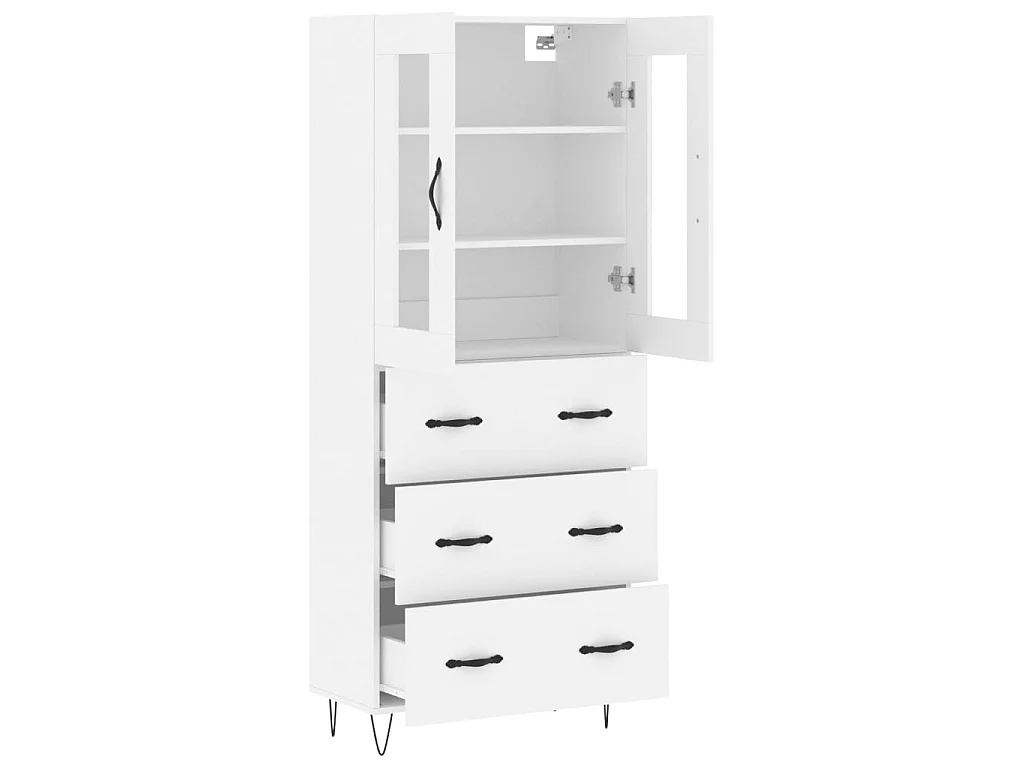 Aparador alto 69,5x34x180 cm derivados de madeira branco PT671589