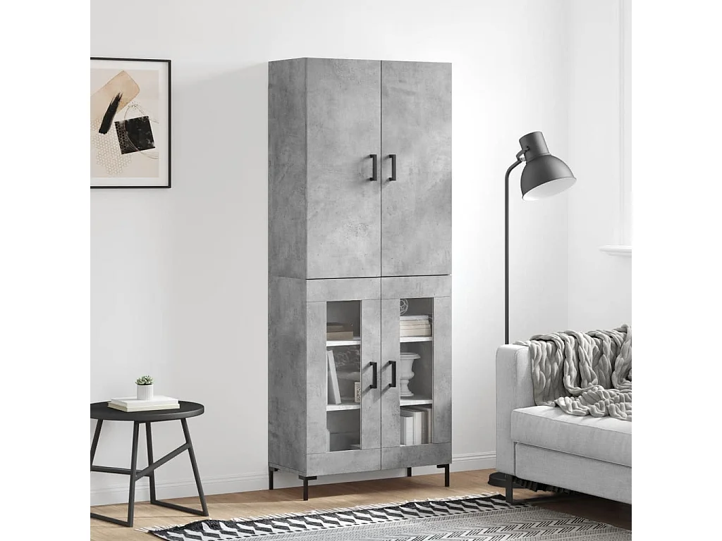 Highboard,Kommode Betongrau 69,5x34x180 cm Holzwerkstoff -gkd63834