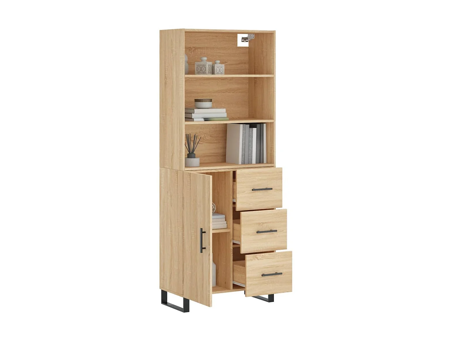 Hoge kast 69,5x34x180 cm bewerkt hout sonoma eikenkleurig NL94712