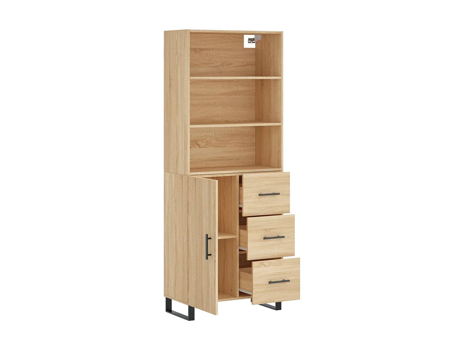 Hoge kast 69,5x34x180 cm bewerkt hout sonoma eikenkleurig NL94712