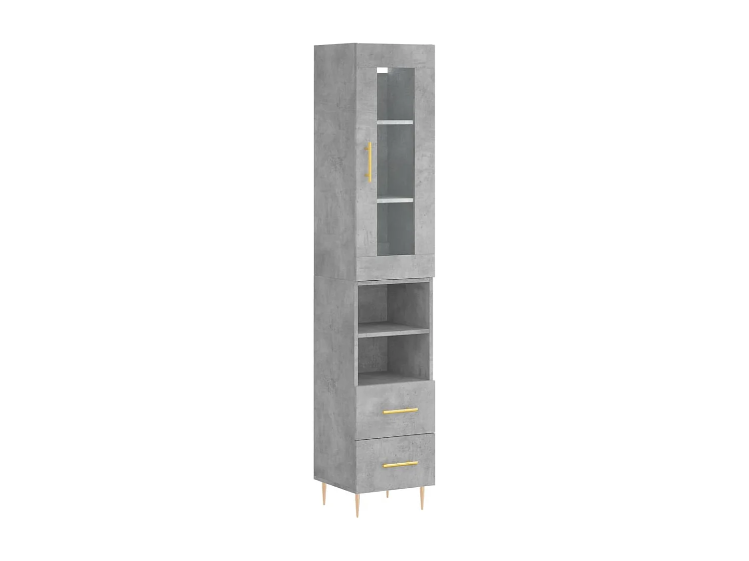 Highboard,Kommode Betongrau 34,5x34x180 cm Holzwerkstoff -gkd213491