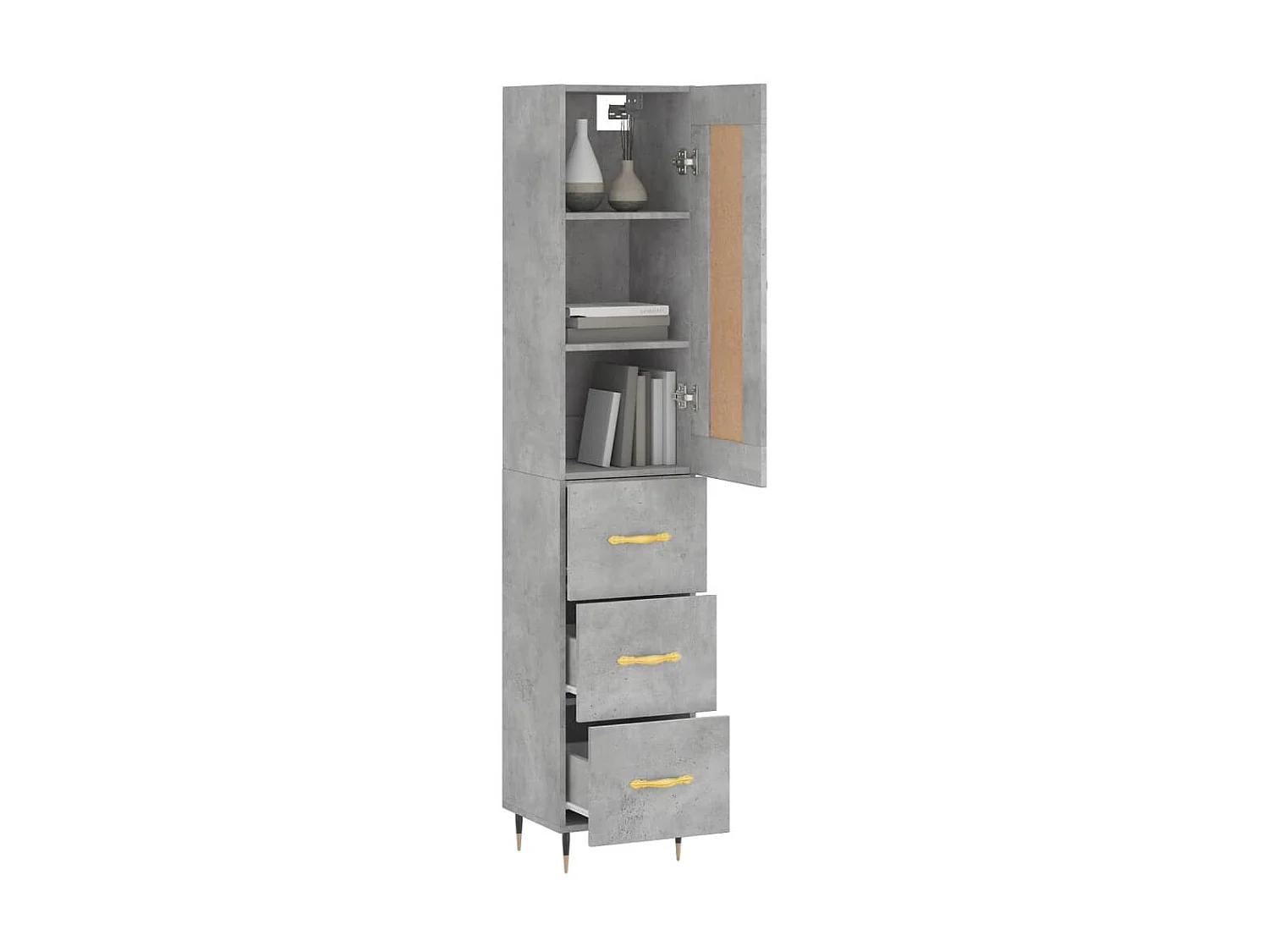 Buffet haut Gris béton 34,5x34x180 cm Bois d'ingénierie QWE20763