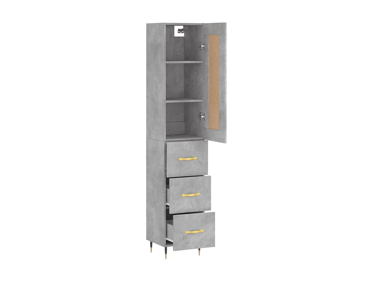 Buffet haut Gris béton 34,5x34x180 cm Bois d'ingénierie QWE20763