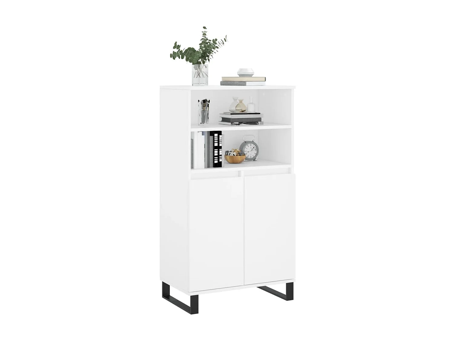 Buffet haut Blanc 60x36x110 cm Bois d'ingénierie LSF1692