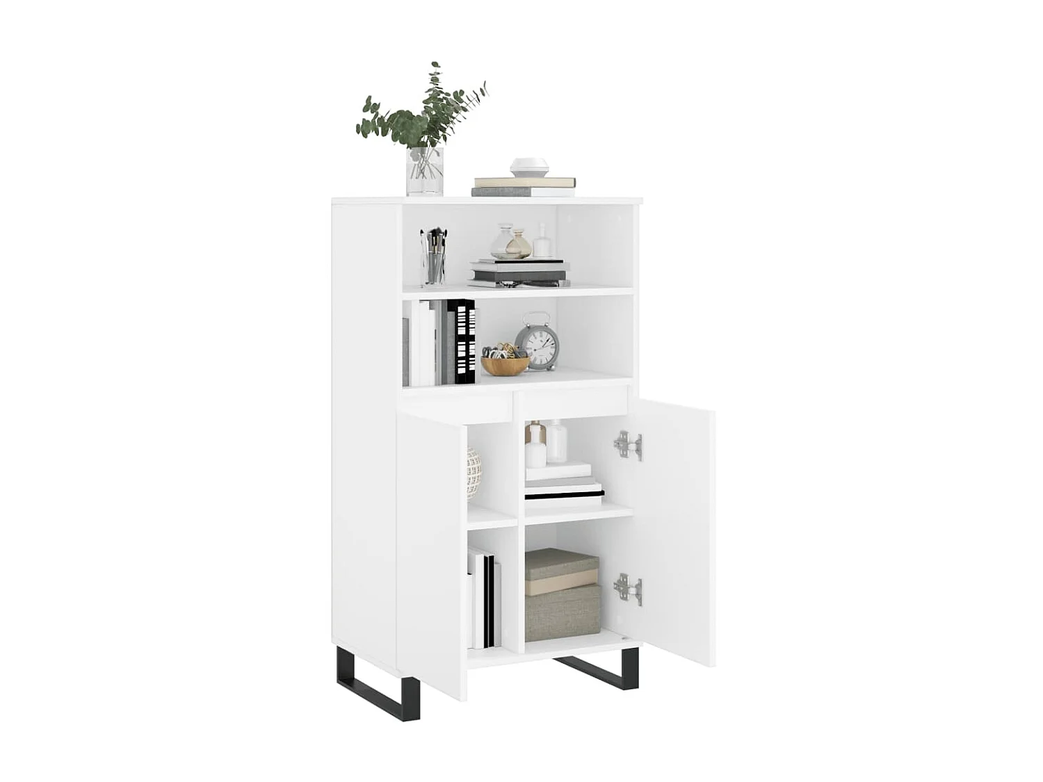 Buffet haut Blanc 60x36x110 cm Bois d'ingénierie LSF1692