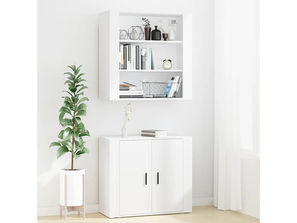 Aparador alto madera contrachapada blanco ES94727