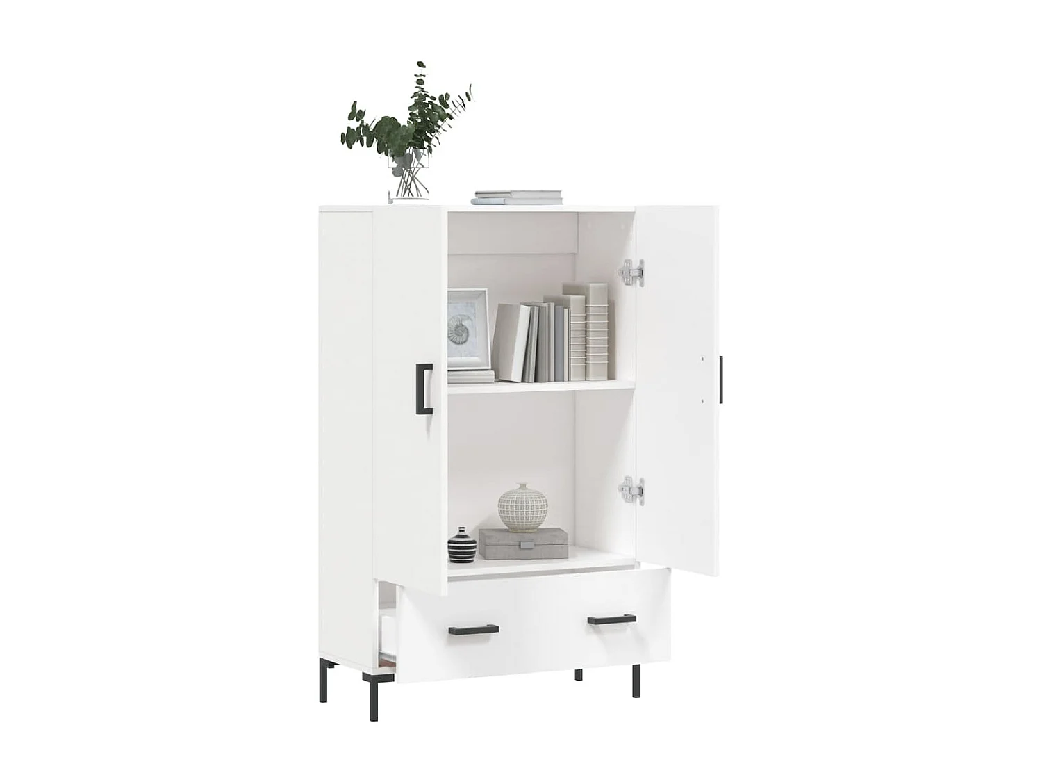 Buffet haut blanc 69,5x31x115 cm bois d'ingénierie QWE33793