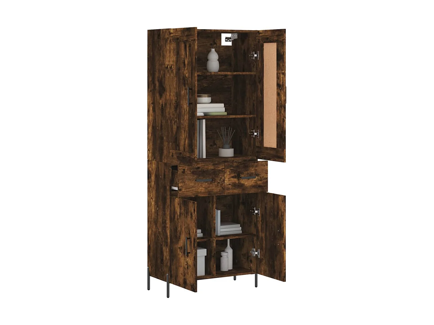 Highboard,Kommode Räuchereiche 69,5x34x180 cm Holzwerkstoff -gkd283640