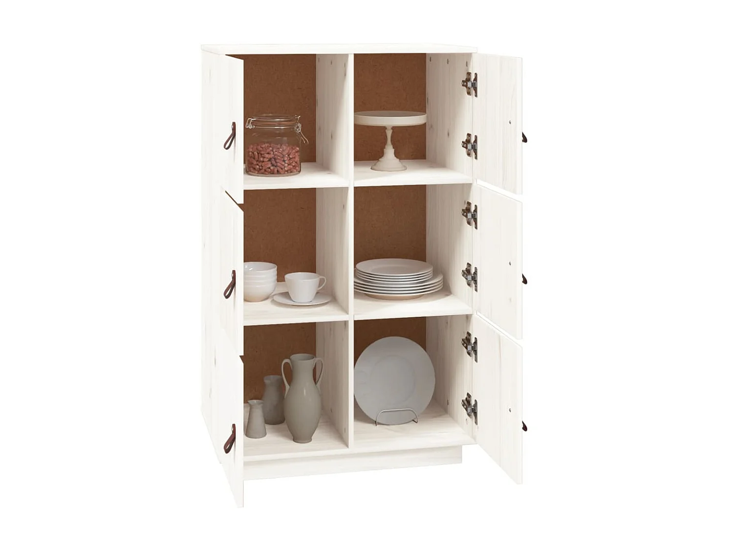 Hoge kast 67x40x108,5 cm massief grenenhout wit NL933549