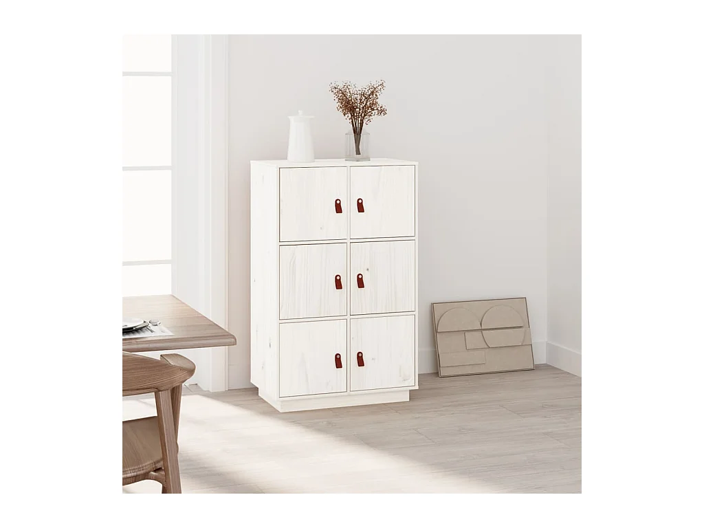 Buffet haut Blanc 67x40x108,5 cm Bois massif de pin EGER47269