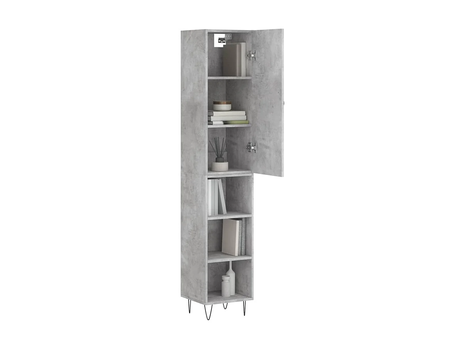 Buffet haut Gris béton 34,5x34x180 cm Bois d'ingénierie QWE55031