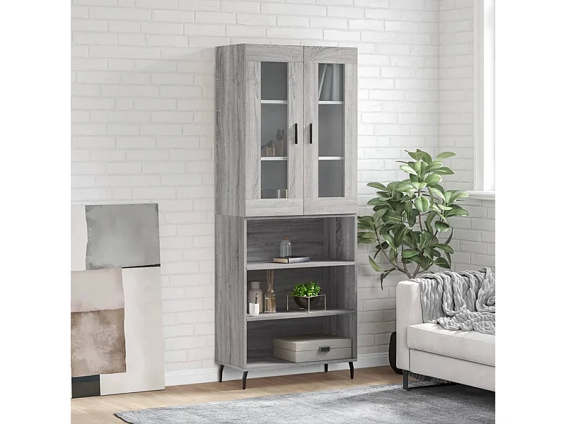 Highboard,Kommode Grau Sonoma 69,5x34x180 cm Holzwerkstoff -gkd812604