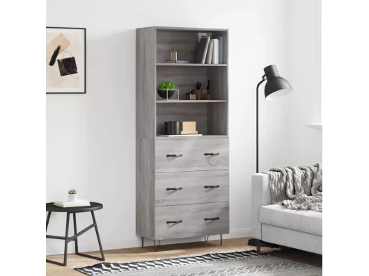 Kauf Unique Highboard,Kommode Grau Sonoma 69,5x34x180 cm Holzwerkstoff -gkd967930