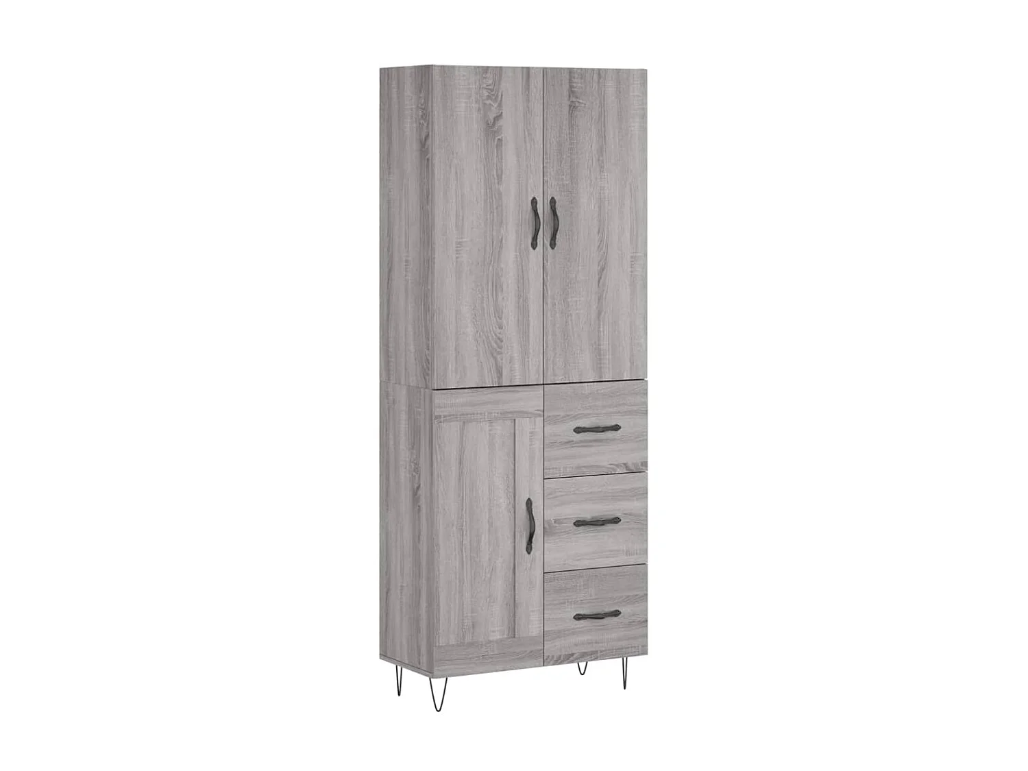 Aparador alto madera contrachapada gris sonoma 69,5x34x180 cm ES65264