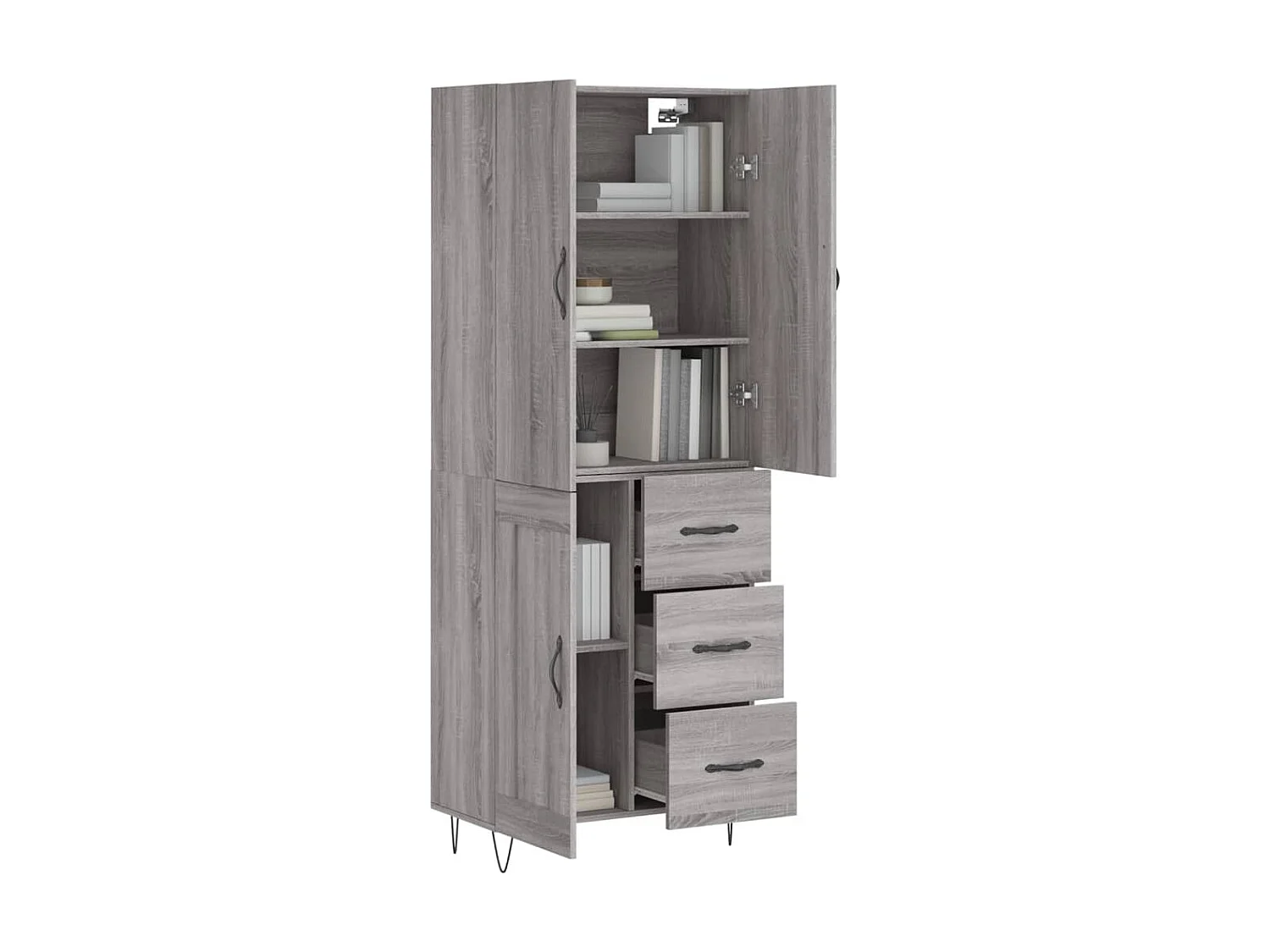 Aparador alto madera contrachapada gris sonoma 69,5x34x180 cm ES65264