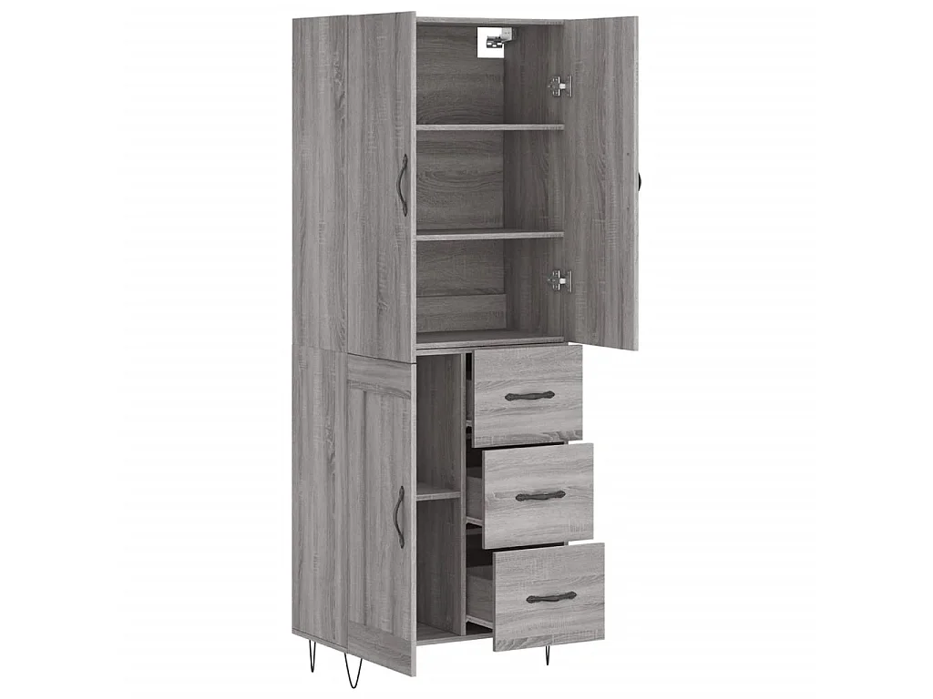 Aparador alto madera contrachapada gris sonoma 69,5x34x180 cm ES65264