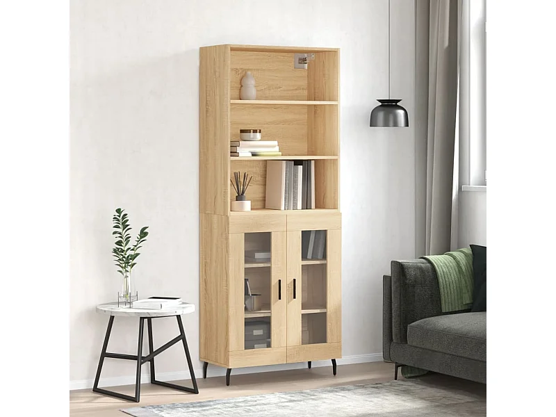 Buffet haut Chêne sonoma 69,5x34x180 cm Bois d'ingénierie QWE26498