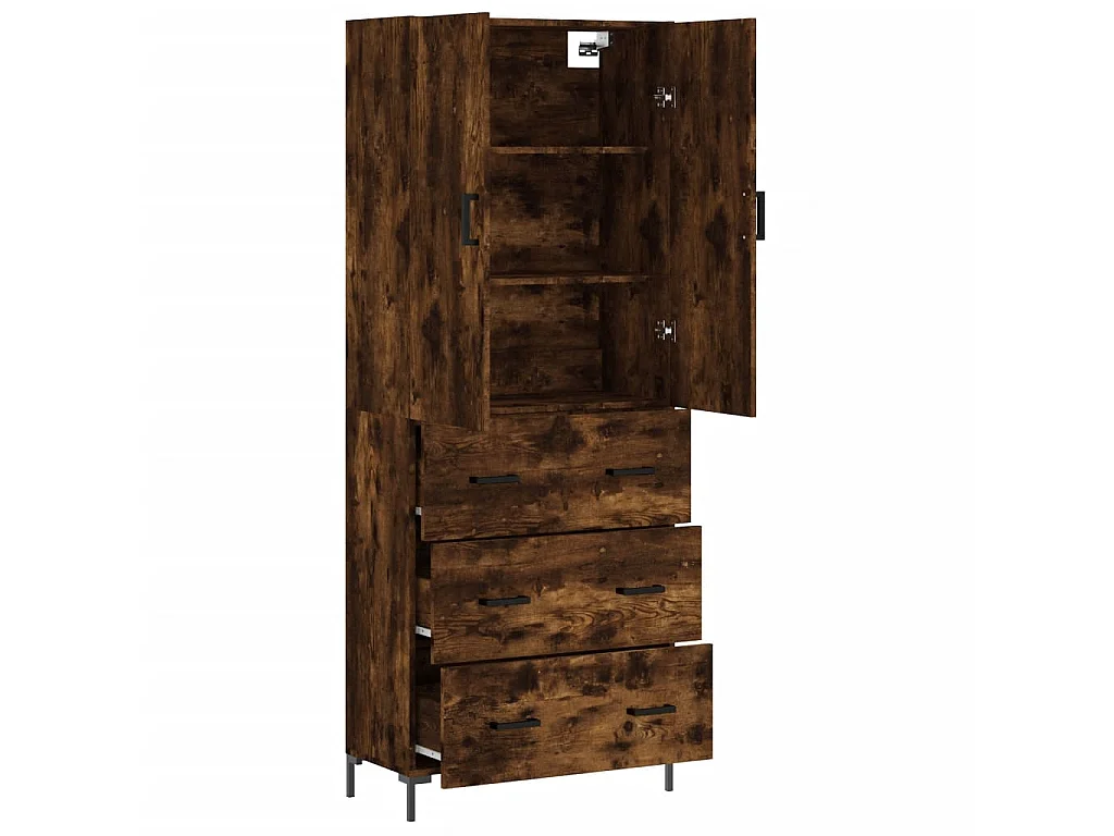 Buffet haut Chêne fumé 69,5x34x180 cm Bois d'ingénierie QWE27731