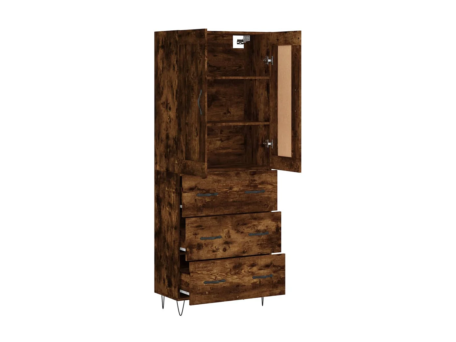 Buffet haut Chêne fumé 69,5x34x180 cm Bois d'ingénierie QWE94598