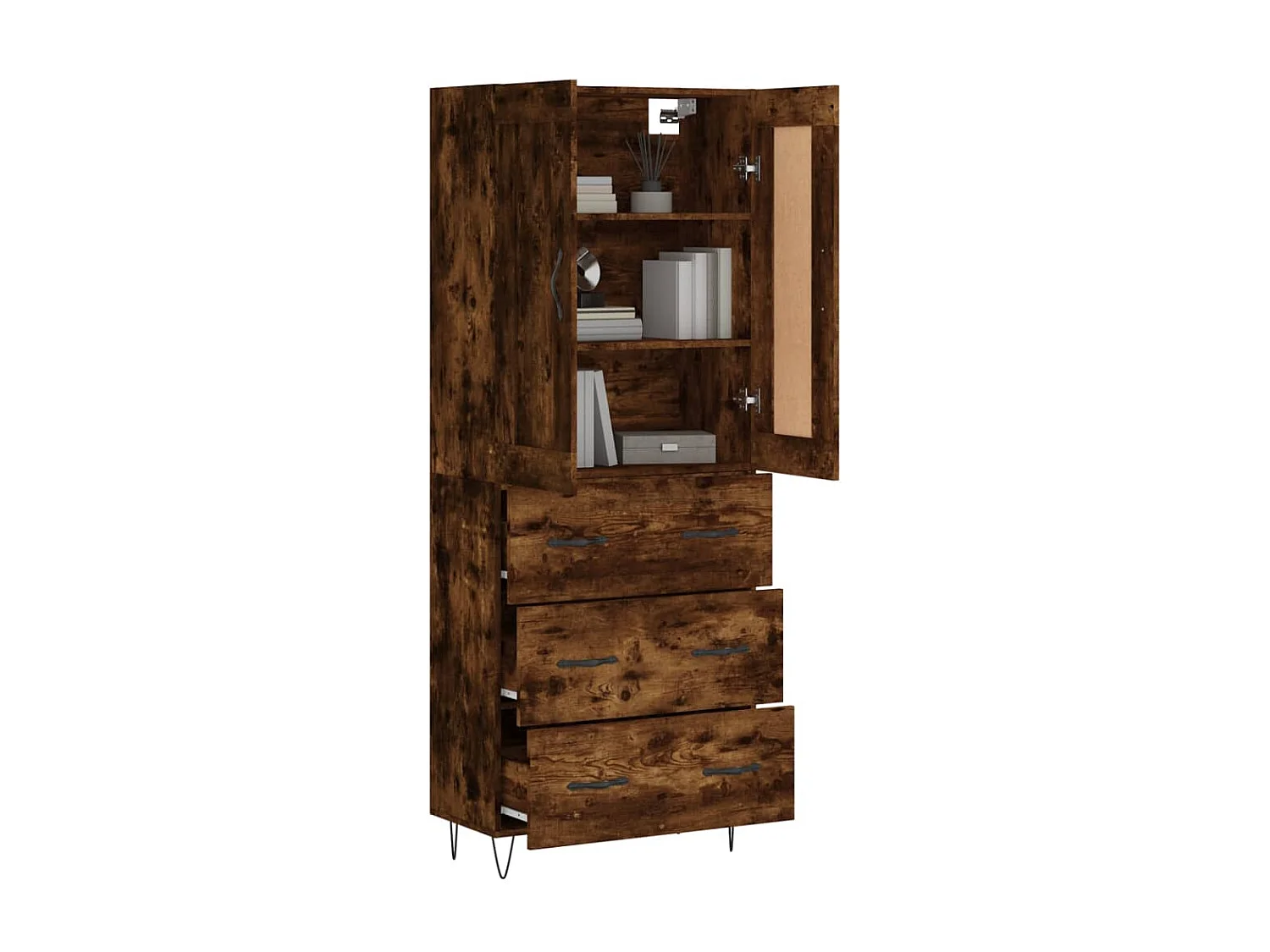 Buffet haut Chêne fumé 69,5x34x180 cm Bois d'ingénierie QWE94598