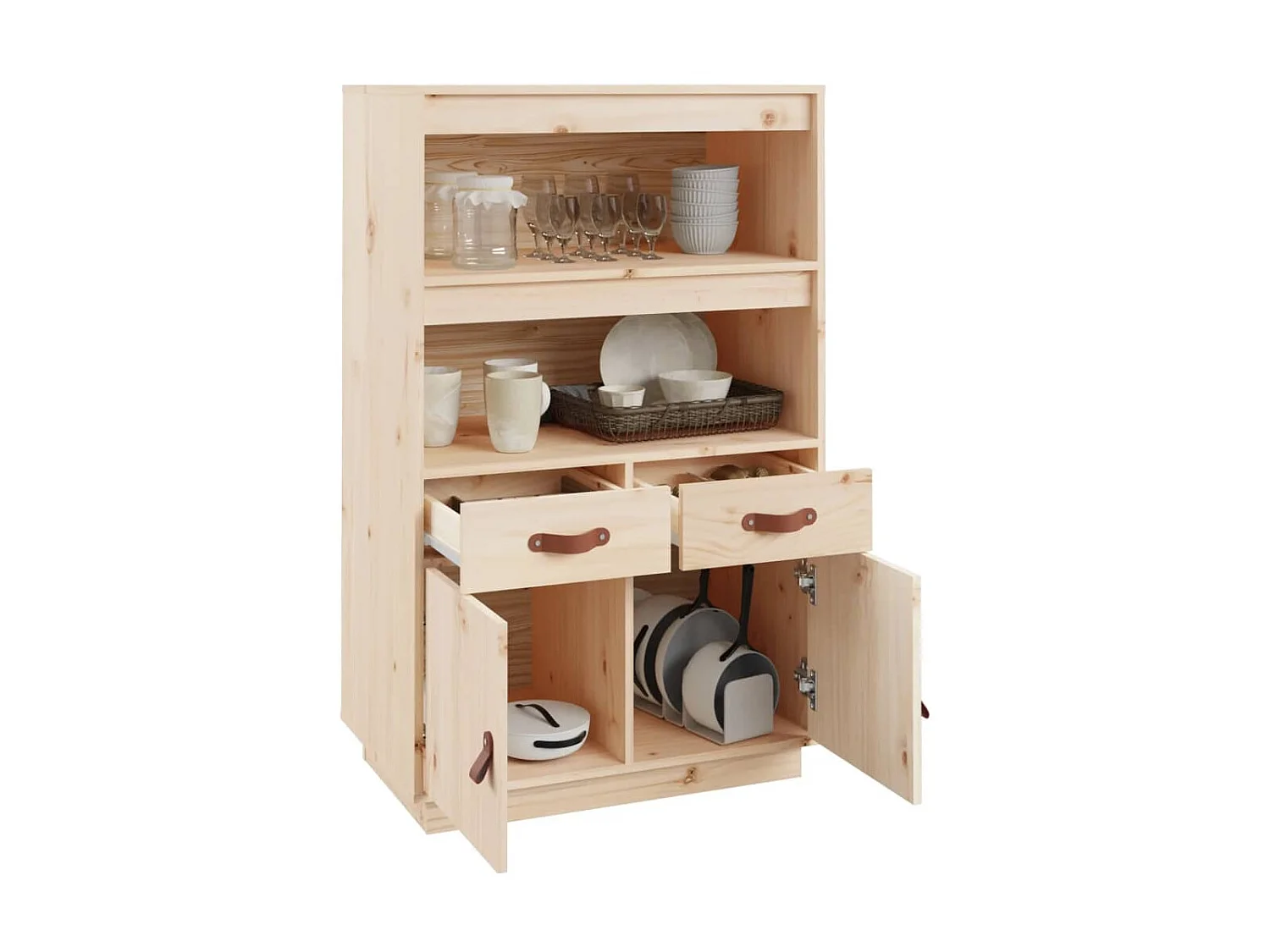 Highboard,Kommode 67x40x108,5 cm Massivholz Kiefer -gkd816105