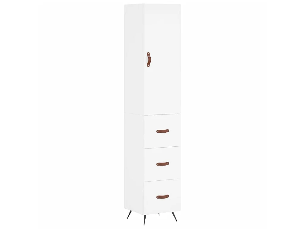 Buffet haut Blanc 34,5x34x180 cm Bois d'ingénierie QWE41333