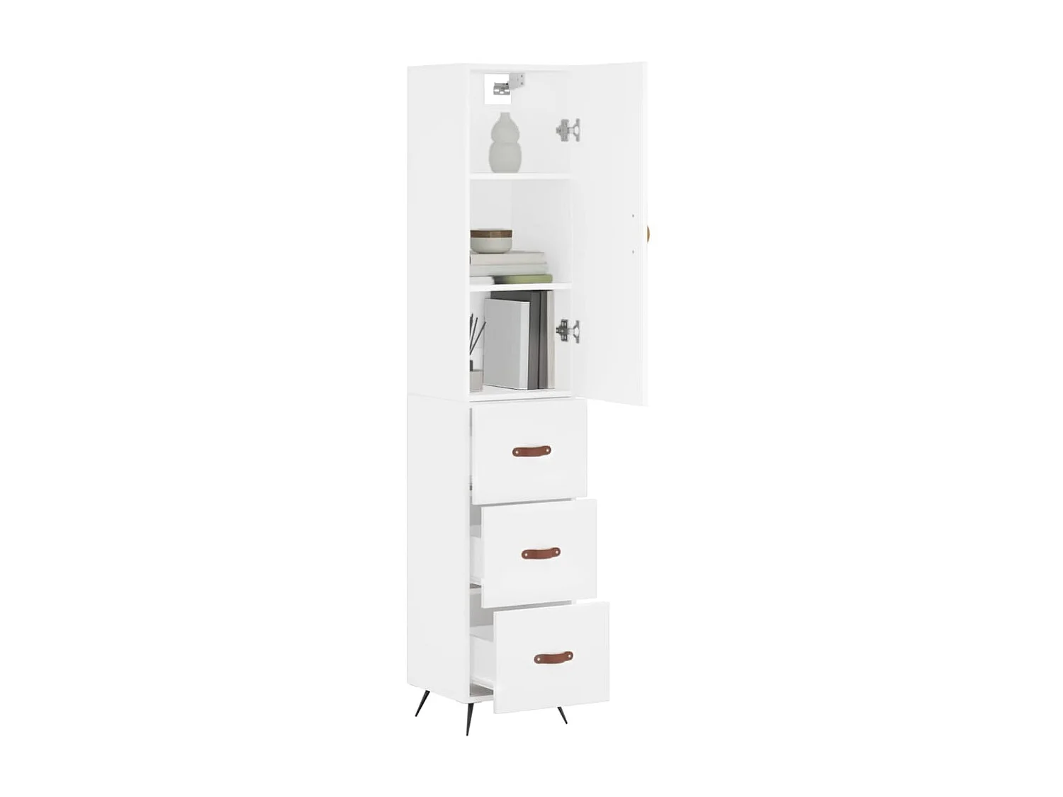 Buffet haut Blanc 34,5x34x180 cm Bois d'ingénierie QWE41333