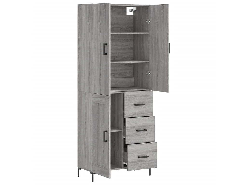 Buffet haut Sonoma gris 69,5x34x180 cm Bois d'ingénierie QWE35176