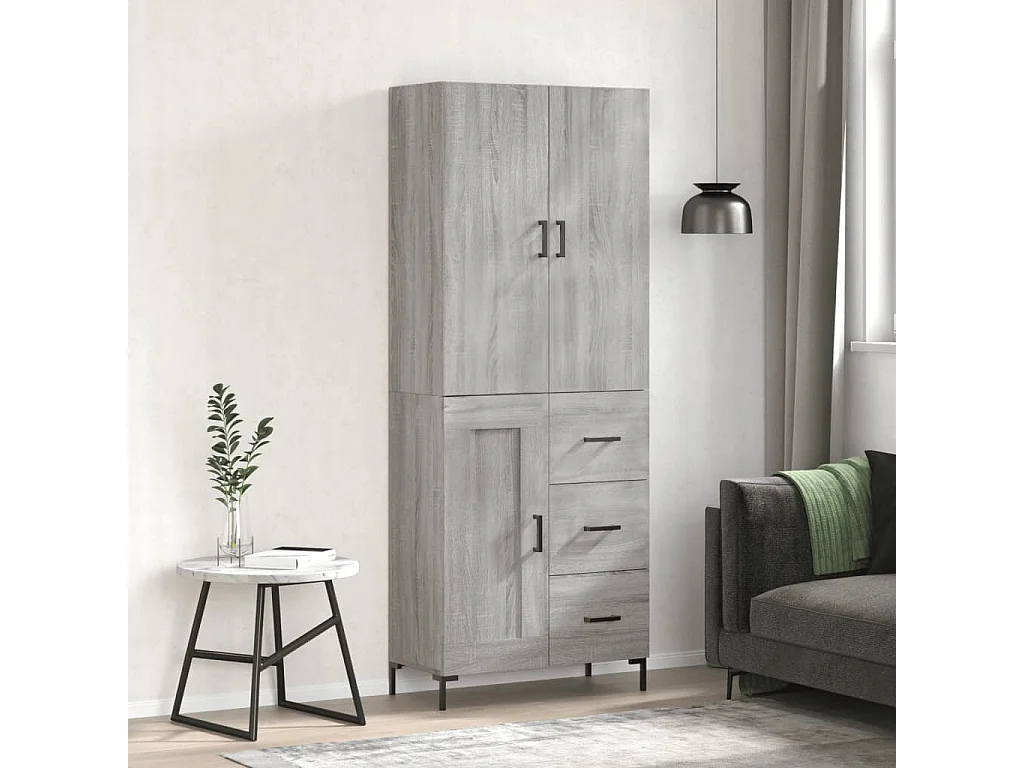 Buffet haut Sonoma gris 69,5x34x180 cm Bois d'ingénierie QWE35176