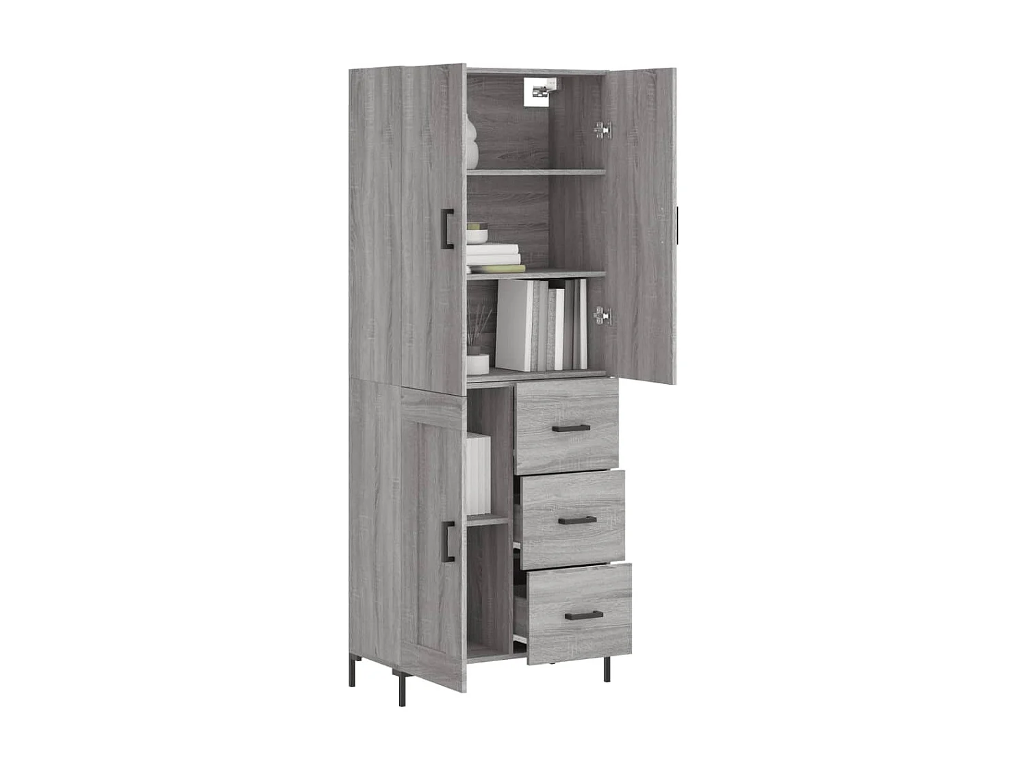 Buffet haut Sonoma gris 69,5x34x180 cm Bois d'ingénierie QWE35176