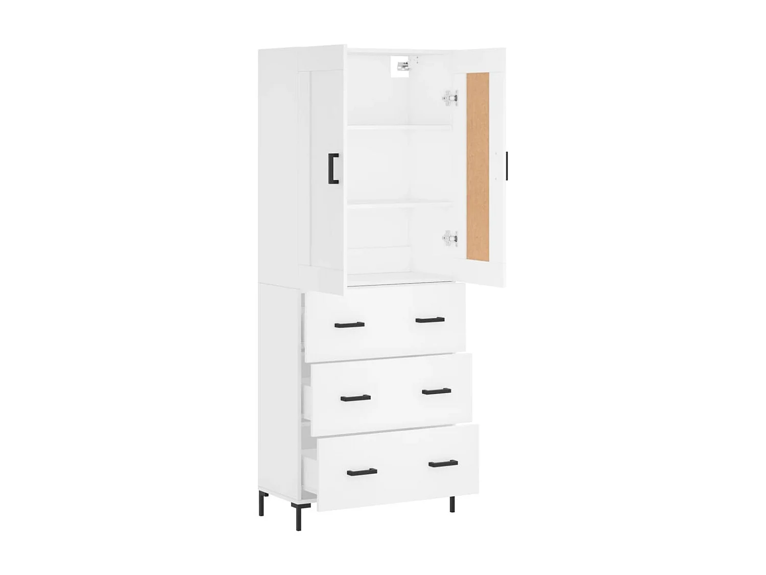 Aparador alto madera contrachapada blanco 69,5x34x180 cm ES36936