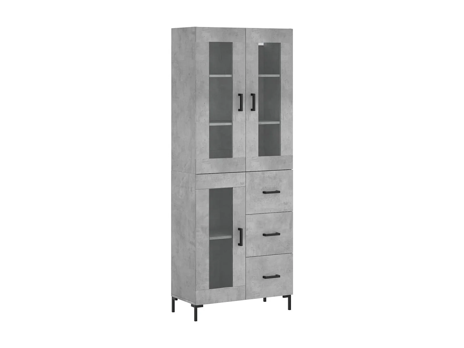 Buffet haut Gris béton 69,5x34x180 cm Bois d'ingénierie QWE49710