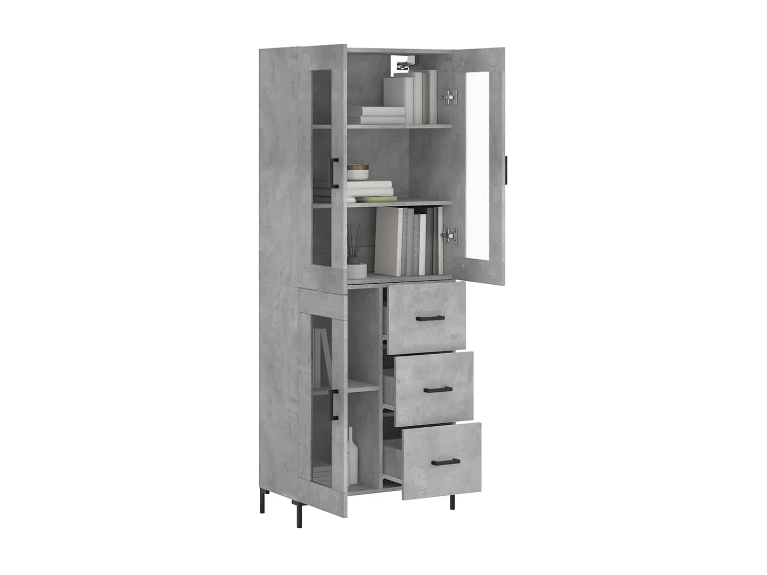 Buffet haut Gris béton 69,5x34x180 cm Bois d'ingénierie QWE49710