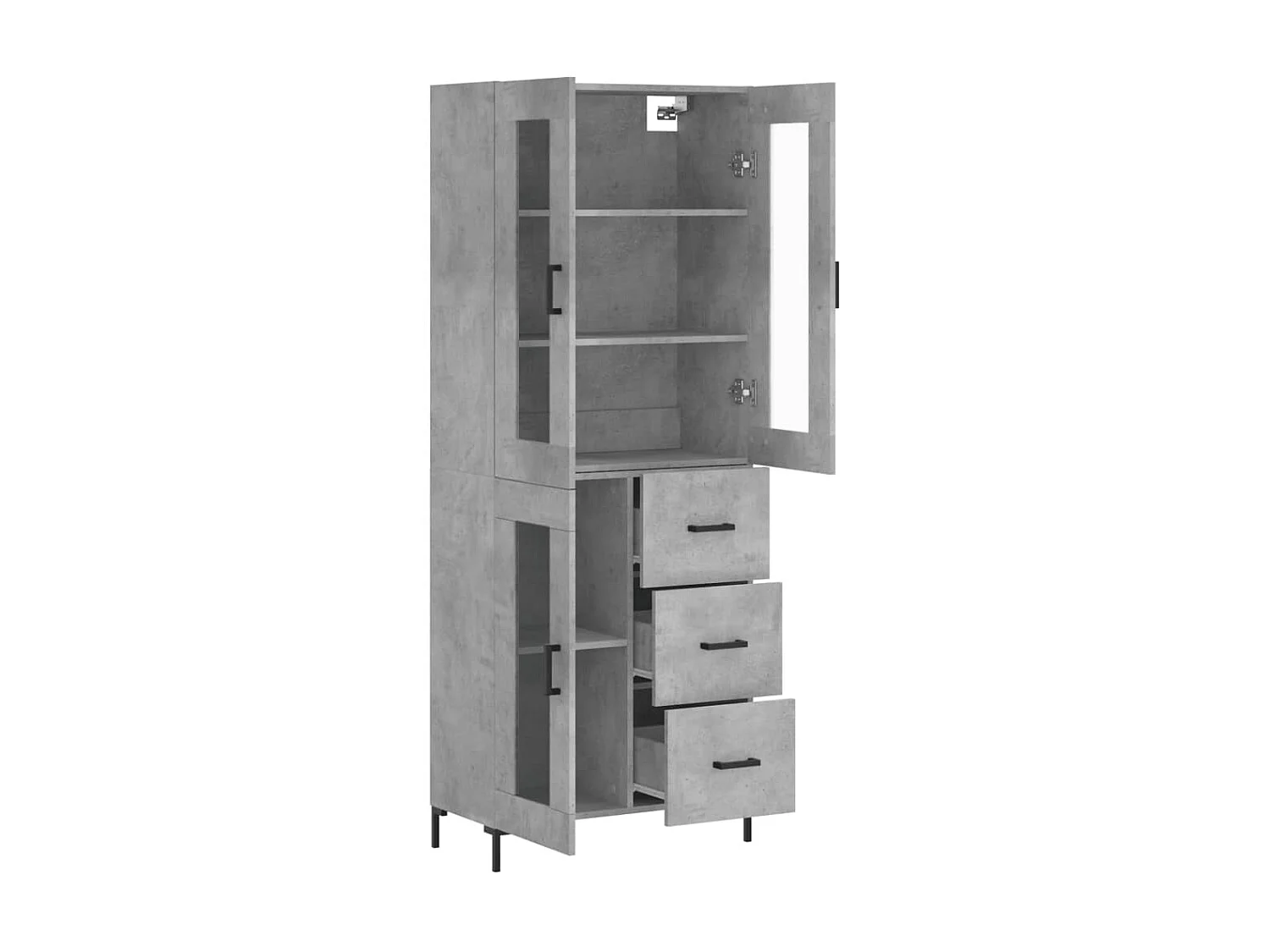 Buffet haut Gris béton 69,5x34x180 cm Bois d'ingénierie QWE49710