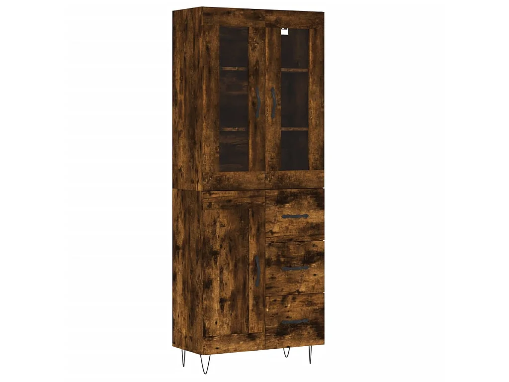 Buffet haut Chêne fumé 69,5x34x180 cm Bois d'ingénierie WOS4225