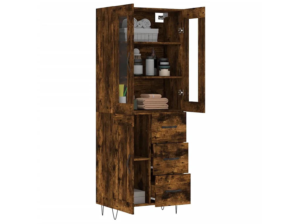 Buffet haut Chêne fumé 69,5x34x180 cm Bois d'ingénierie WOS4225